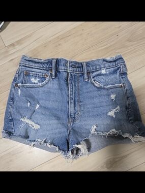 Abercrombie & Fitch Distressed Light Blue Denim Shorts